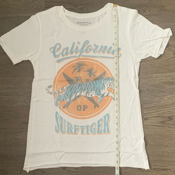 Recycled Karma California Surftiger‎ Boyfriend Tee - Size S - White - NWOT - Picture 7 of 9